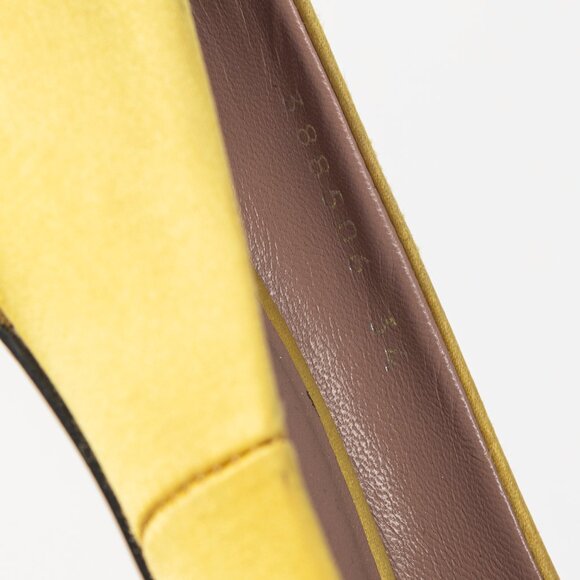 Gucci Yellow Raso Seta Crystal-GG Pointed-Toe Pumps - Picture 10 of 10